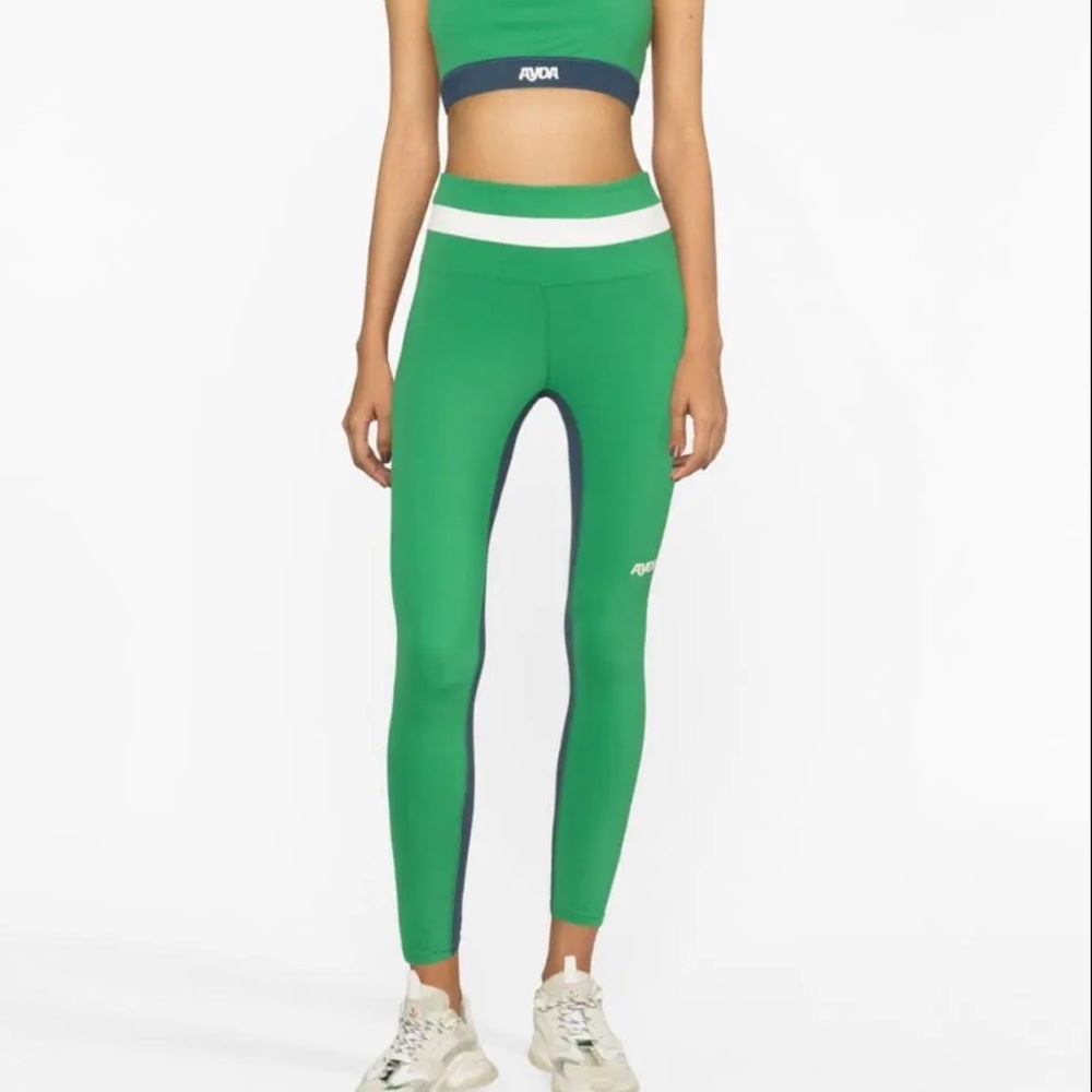 Ayda X Revolve Chloe Green Contrasting Panel Yoga Leggings Workout Pants Small